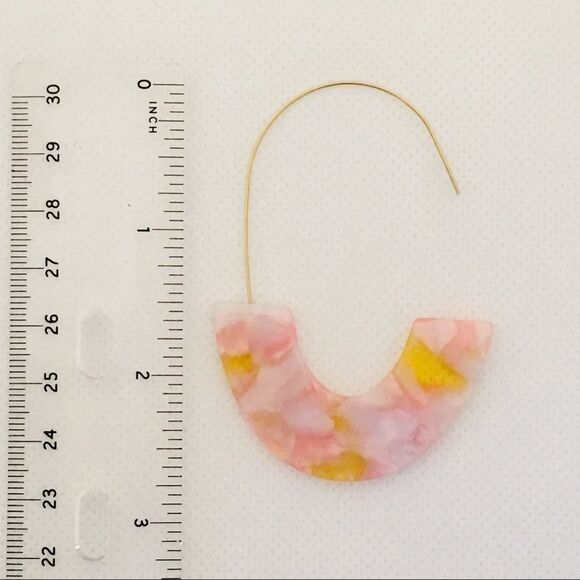 Blush Marble Acetate Semi-Circle Drop Earrings NWT - Picture 7 of 8